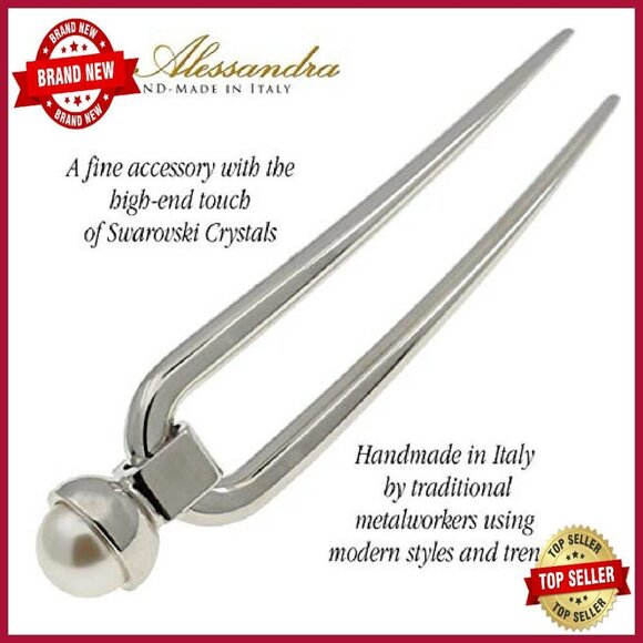 Handmade Italian U-Shape Hair Pin with Swarovski Pearls 2.75 Inch main image 7